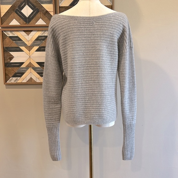 NAADAM Wool Cashmere Slouchy Boat Neck Ribbed Sweater Grey Heather Small - Picture 4 of 7